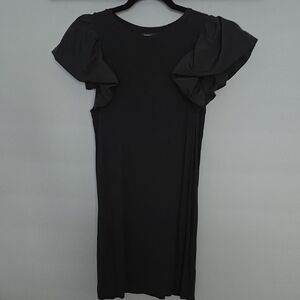 Express Black Midi Dress with Ruffle Sleeves